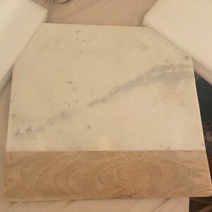 Crate&Barrel White and Tan Marble Cutting Board